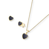 CONJUNTO FORMATO DE UM CORAÇÃO FOLHEADO A OURO HEMATITA
